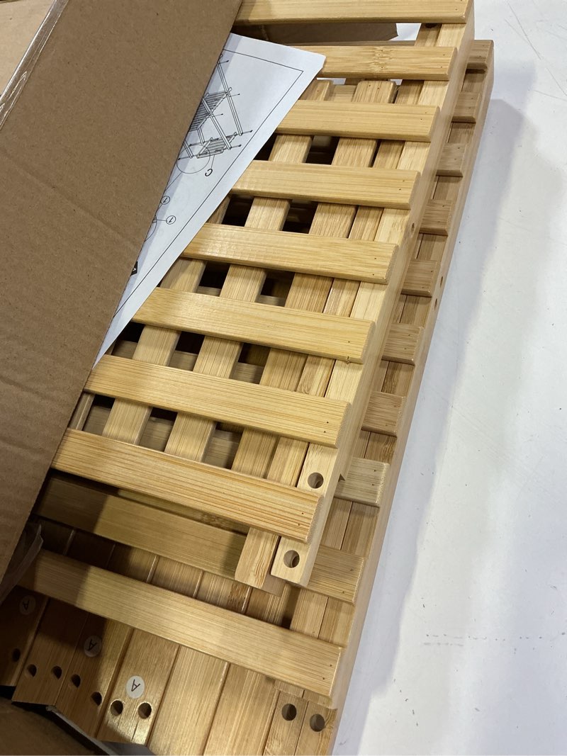 Condition photo showing Good Condition for bamboo plant stand - indoor/outdoor 3 tier plant ladder, 8 potted flower holder, natural