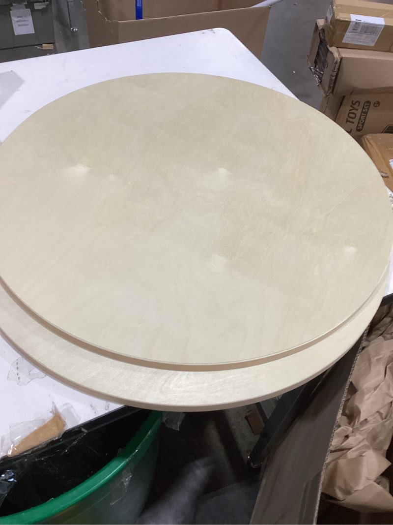 Condition photo showing Good Condition for falling in art unfinished round birch wood panels kit for painting, wooden canvas 2 pack of 24 studio 3/4" deep, cradle boards for pouring, art, crafts, burning and more 24' round 2 pack