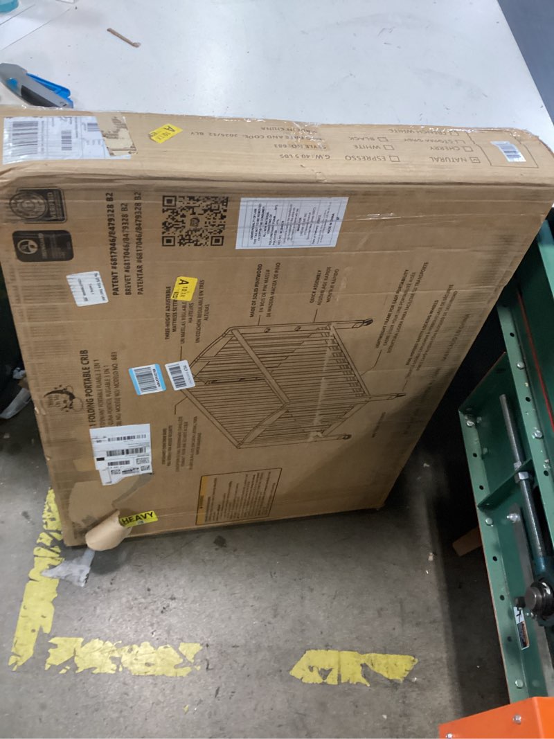 Condition photo showing New/Like New for dream on me 3-in-1 portable folding stationary side mini baby crib in natural & mattress, greenguard gold & bsa, use as changer & playpen, locking wheels, 3 mattress heights, extra firm mattress natural crib