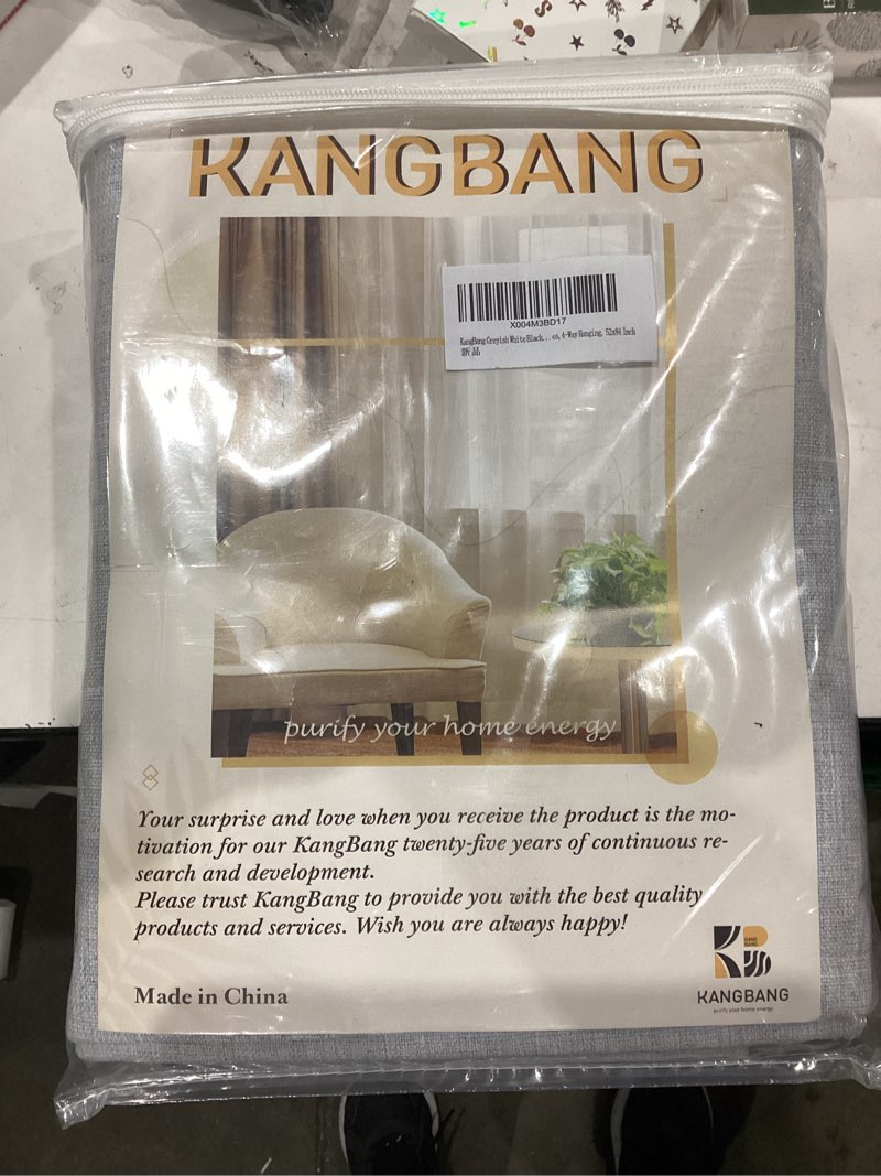 Condition photo showing New/Like New for Extra Long Blackout Linen Curtains for Bedroom 102 Inches Long, Back Tab Hook Belt Loop Pocket Linen Drapes 2 Panels Set, Nursery Light Blocking Curtains, 52" W x 102" L, Greyish White Greyish White 52"W x 102"L (Pack of 2)