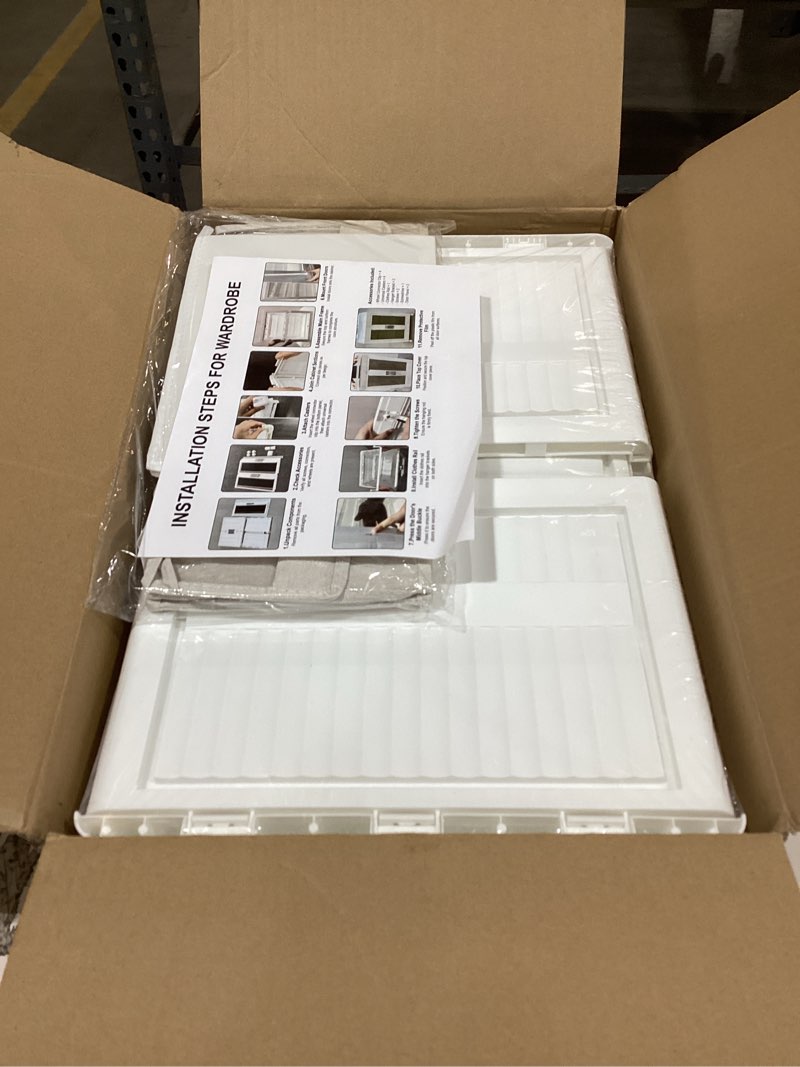 Condition photo showing New/Like New for large closet armoire for 18" doll clothes & accessories - foldable, stackable, organizer wardrobe cabinet with mysterious gifts 10pcs, hanging rod, magnetic doors, lockable wheel, and extra canvas bin