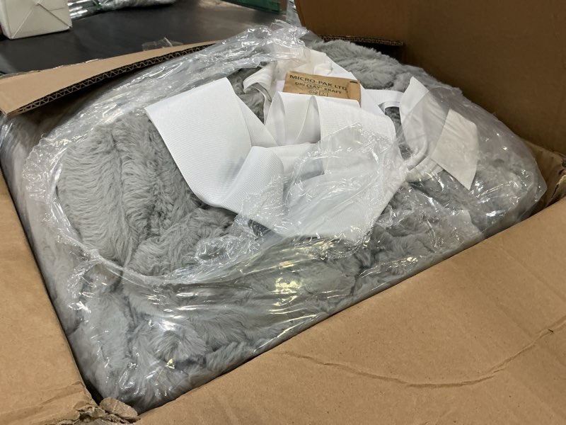 Condition photo showing Good Condition for ugg kenzie full/queen comforter set with 2 pillow shams plush faux fur bedding soft warm down alternative comforter washable hypoallergenic fluffy blanket set for bedroom, full/queen size, seal grey full/queen