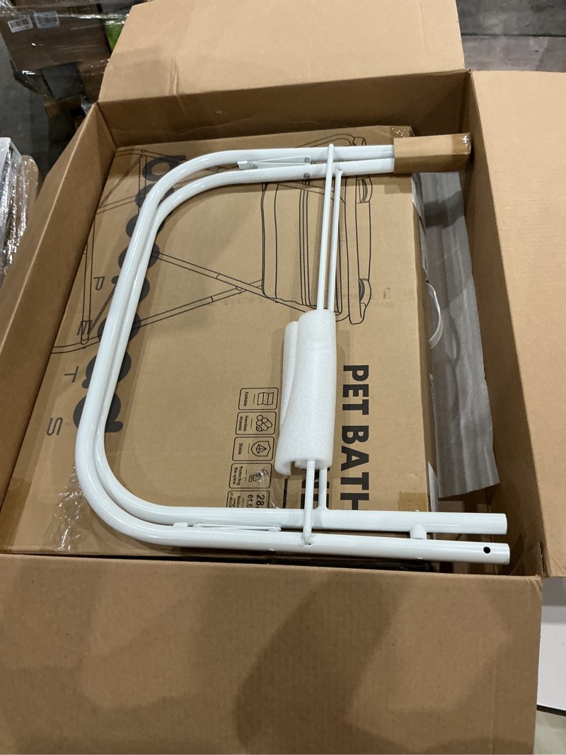 Condition photo showing Good Condition for b1 2 in 1 dog bath tub dog washing station with bath brush for bathing and grooming, elevated collapsible foldable portable shower bathtub for small dogs cats pet, indoor and outdoor gray with scrubber