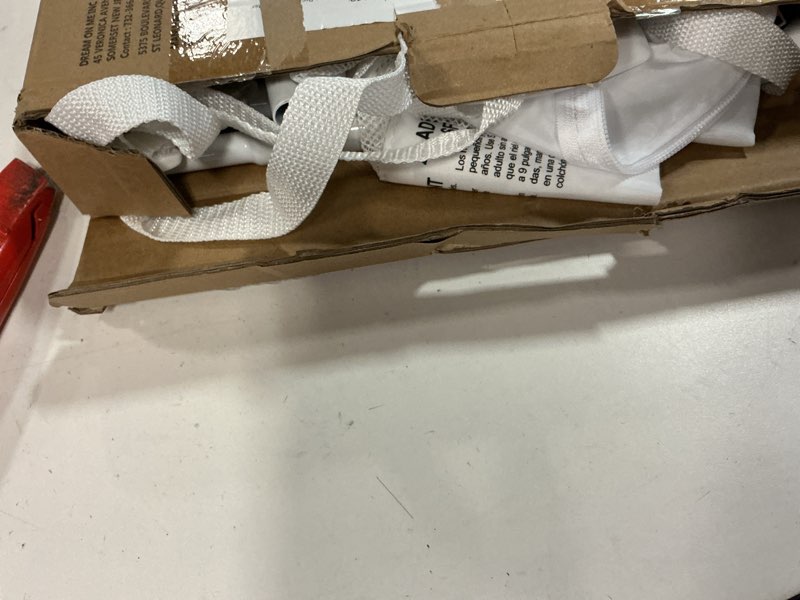 Condition photo showing As Is for Dream On Me Lightweight Mesh Security Adjustable Bed Rail for Toddler, Breathable Mesh Fabric, Suitable for All Types Of Beds, Reinforced Anchor System Bed Guard Rail, White