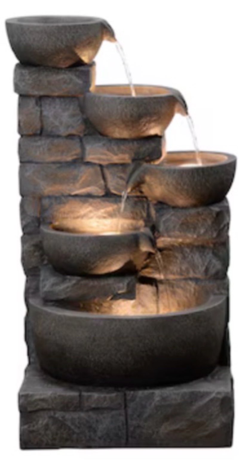 style selections 27-inches h resin water tiered outdoor fountain pump included