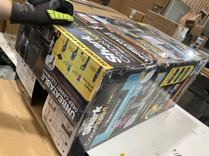 Condition photo showing As Is for shark carpetxpert hairpro | upright carpet, area rug & upholstery cleaner | stainstriker handheld tough stain remover & onboard self clean | pet hair pickup & odor removal | 5 tools | navy | ex304 hairpro + stainstriker + 7" tool