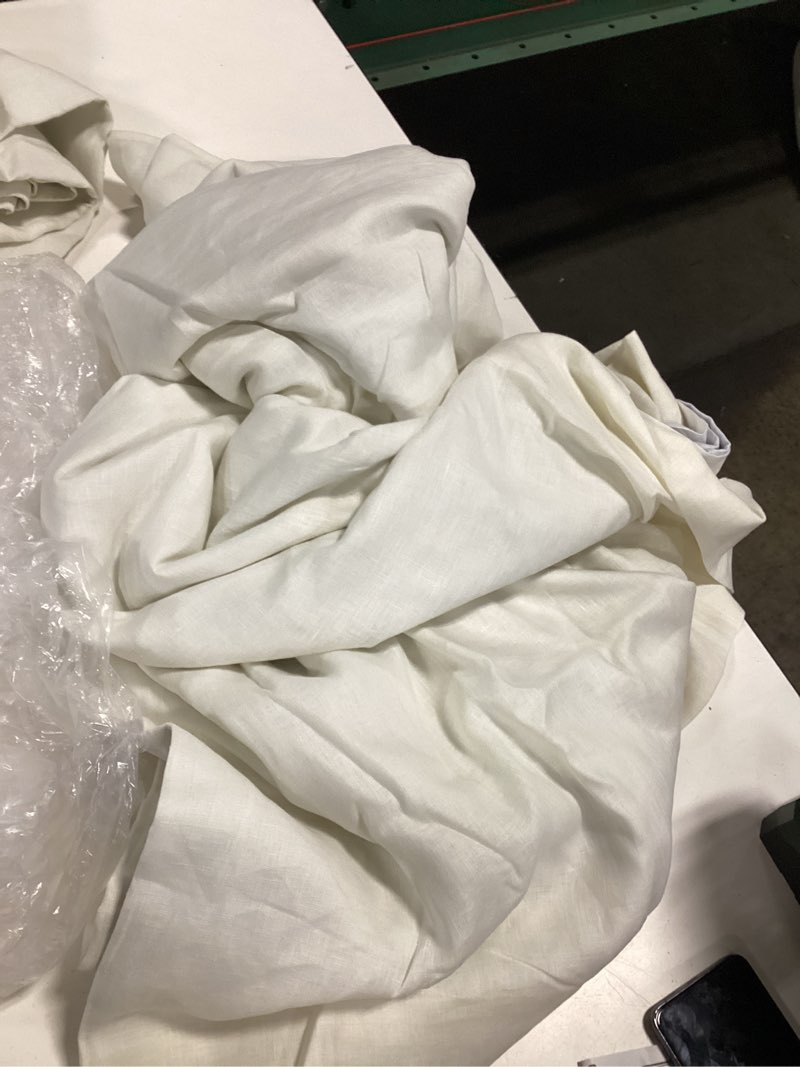 Condition photo showing Good Condition for european linen room darkening curtain - single panel, 96x84, ivory