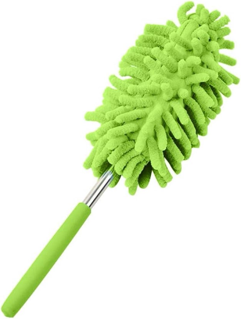 Duster Brush, Retractable Flexible Chenille Dust Removal Duster Brush Microfiber Cleaning Tool - Green