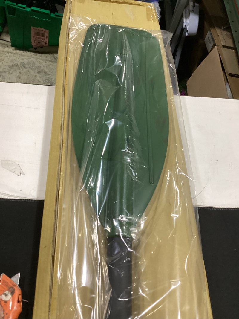 Condition photo showing New/Like New for attwood 11759-1 canoe paddle, aluminum and plastic, 4-feet long, camouflage green blade, ergonomic grip