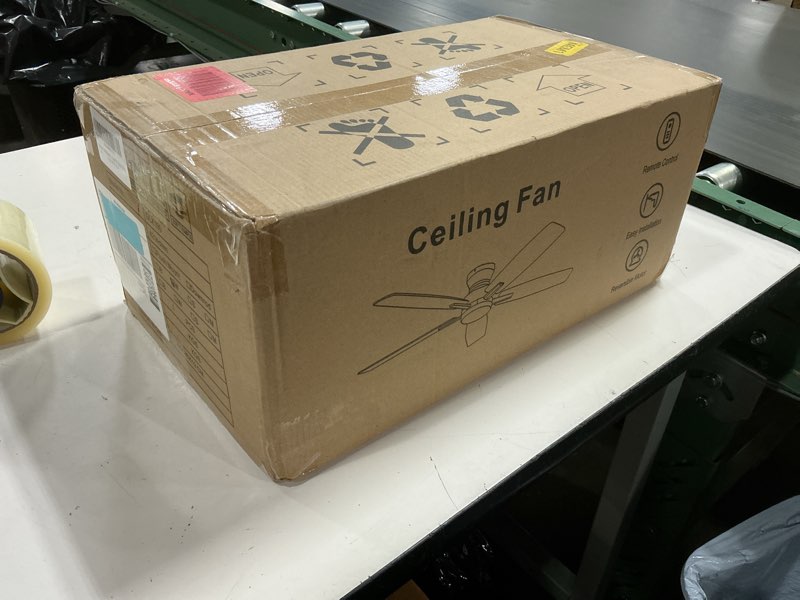 Condition photo showing New/Like New for ohniyou ceiling fans with lights, 42'' low profile ceiling fan with light and remote/app control, modern flush mount ceiling fan for indoor bedroom kitchen, dimmable, qiuet dc motor, white white 42 inch