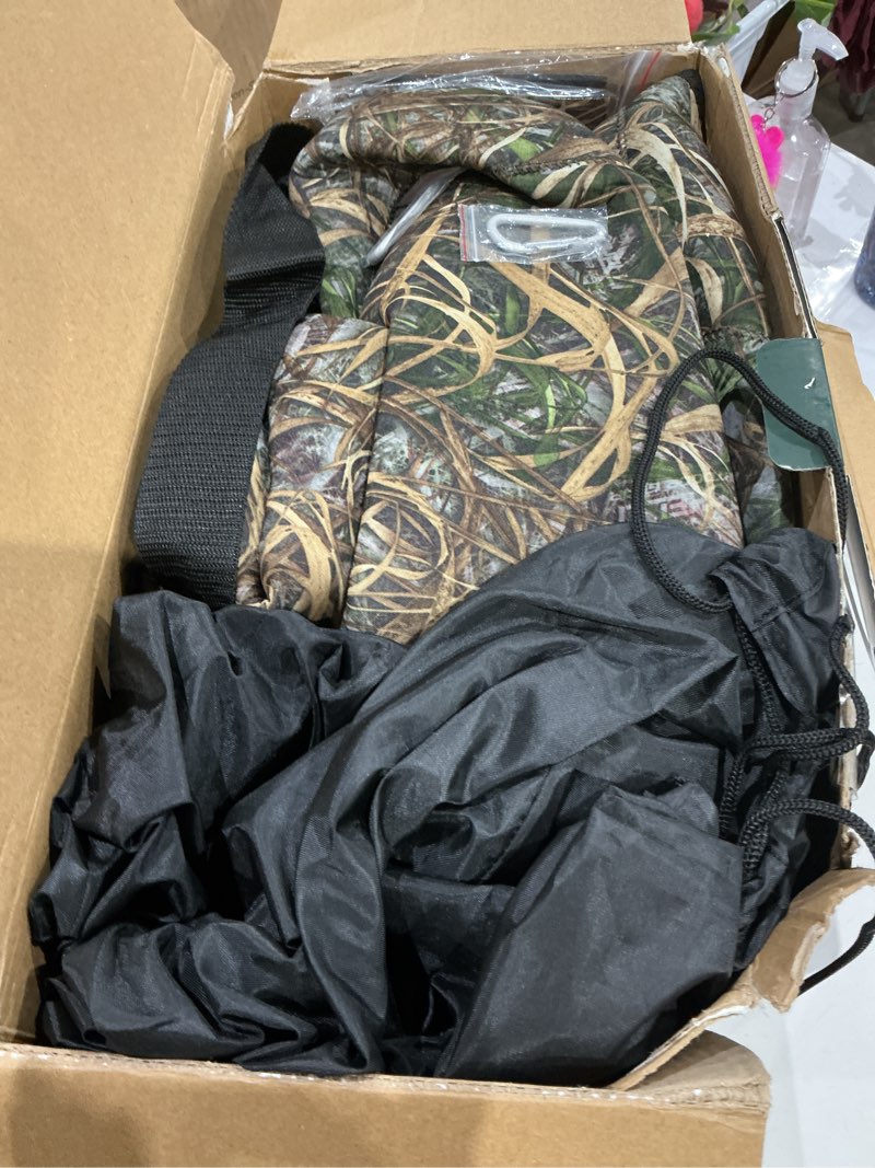 Condition photo showing As Is for based on similar items, this appears to be a waterfowl hunting jacket, possibly a banded catalyst 3-in-1 or a beretta north platte jacket, featuring a camo pattern designed for concealment in marshes and flooded fields. 