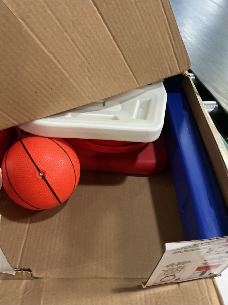 Condition photo showing Good Condition for play day adjustable basketball goal with built-in ball storage and easy assembly