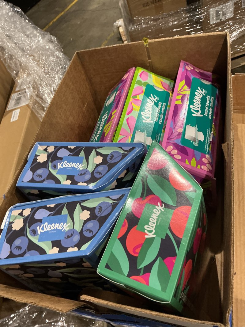 Condition photo showing As Is for kleenex disposable paper hand towels, 6 boxes, 60 tissues per box (360 total tissues), packaging may vary 60 count (pack of 6) white