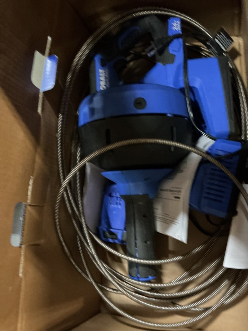 Condition photo showing As Is for kobalt 24-volt 5/16-in dia x 35-ft l galvanized wire 4 ah cordless machine augers (charger included)