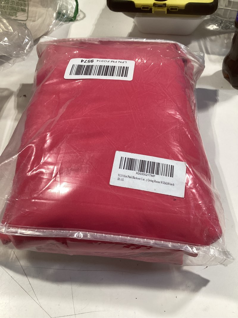 Condition photo showing Good Condition for ygo hot pink blackout curtains for bedroom 2 panels set room darkening drapes thermal insulated solid grommets window treatment pair for nursery living room w52xl84 inch