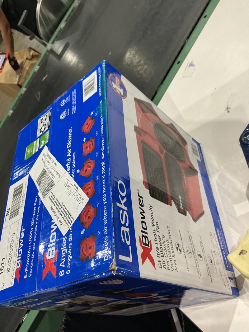Condition photo showing Good Condition for lasko 11" x-blower multi-position utility blower fan with usb port, red, x12900, new