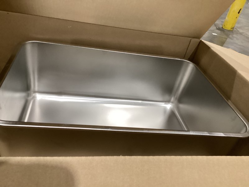 Condition photo showing Good Condition for kirecoo stainless steel cat litter box xxl- metal high sided cat pan, large stainless steel box, indoor litter tray, non stick, no smell, easy to clean, pet toilet supplies for kitten, kitty, rabbit 23.43" l x 15.55" w x 7.68" h