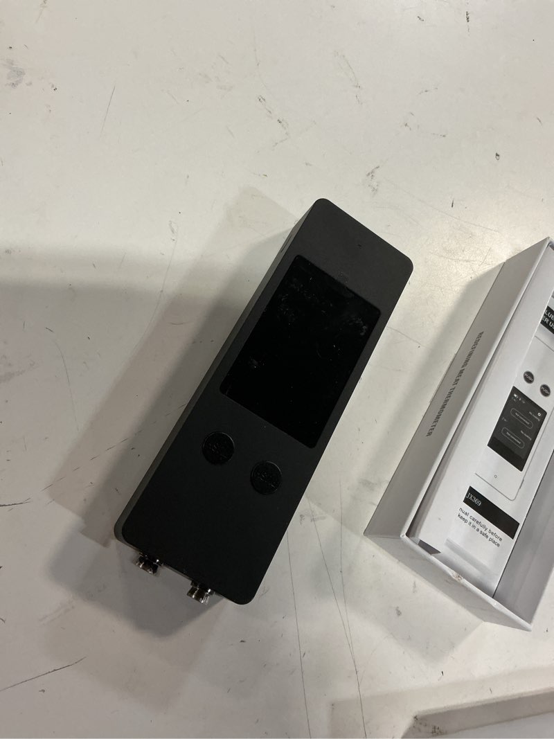 Condition photo showing As Is for bluetooth wireless meat thermometer with app, touch screen, audible alarm, 2 probes, 800ft range & rechargeable base, kitchen food thermometer for cooking, bbq, smoker | stocking stuffers for men black