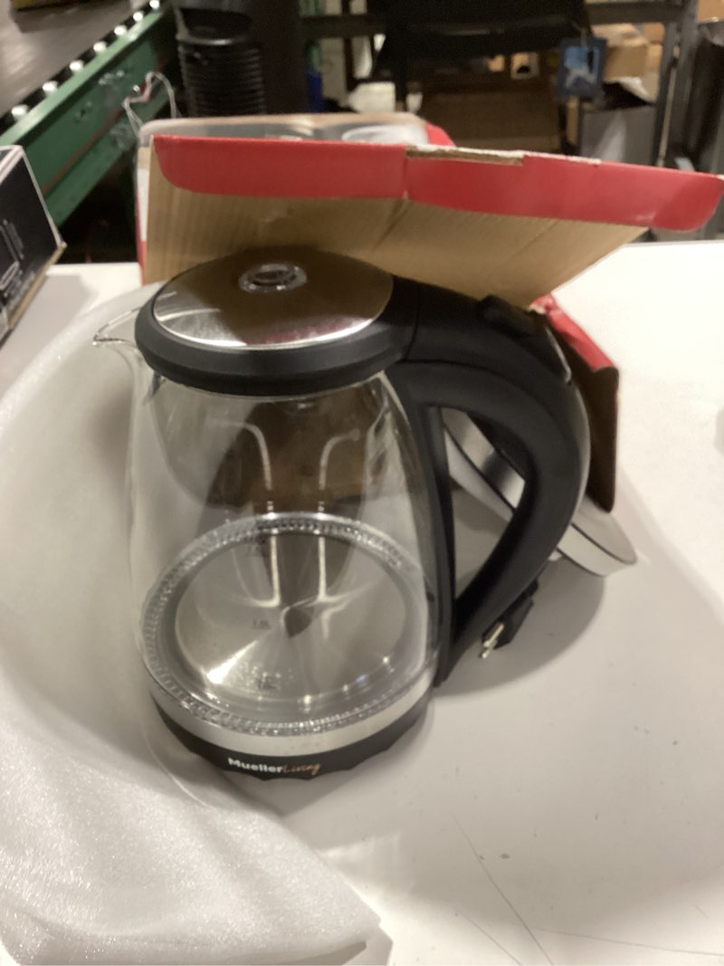 Condition photo showing Good Condition for muellerliving glass kettle 1.5l 1500w led light electric tea kettle automatic shut-off with speedboil tech and boil-dry protection 1.6 quarts