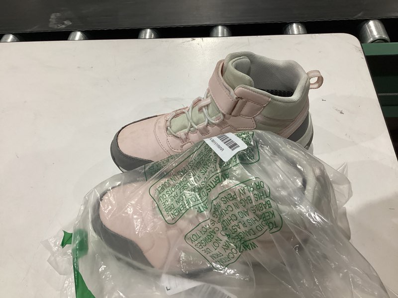 Condition photo showing As Is for r cord kids hiking boots waterproof durable tpr traction outsole anti-skid athletic lace up hiking shoes for outdoor adventure 5 big kid bluepeach