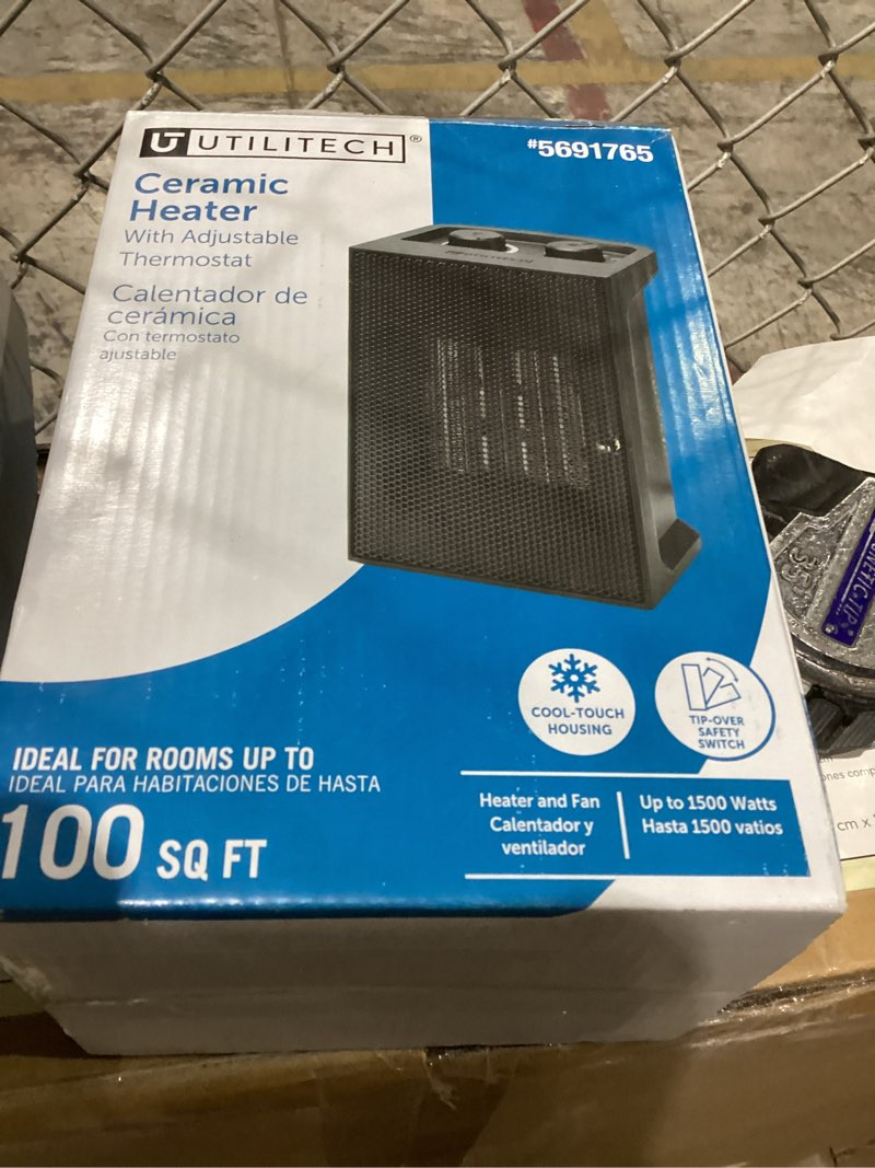 Condition photo showing As Is for Utilitech 1500 -Watt Ceramic Compact personal Indoor Electric Space Heater with Thermostat