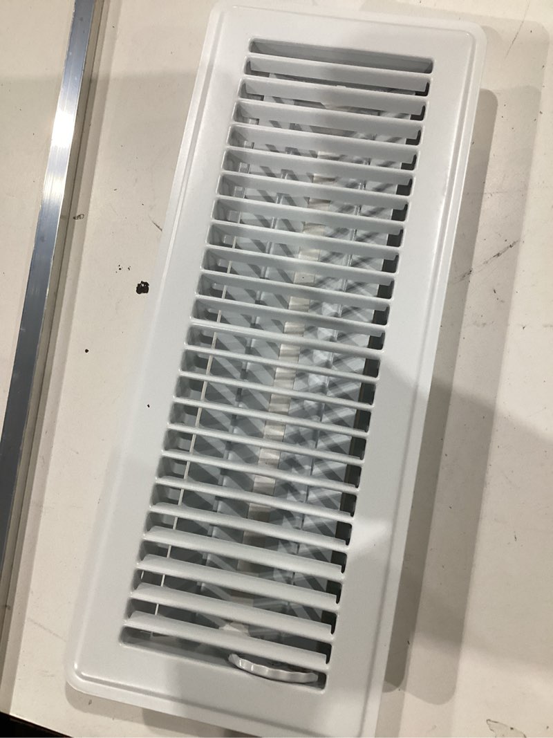 Condition photo showing Good Condition for 4" x 12" floor register - heavy duty steel walkable floor vents - easy adjust air supply lever - vent covers for home (white) 4x12 inches white