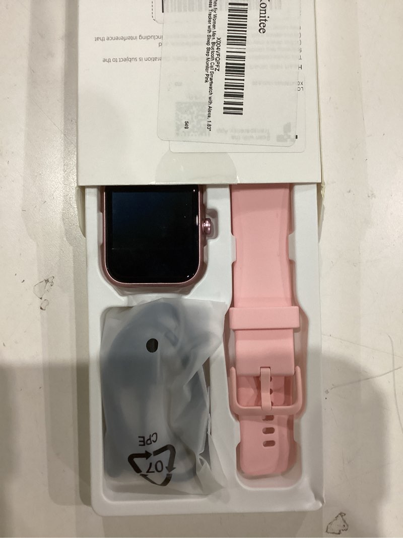 Condition photo showing As Is for Smart Watch for Women Men with Bluetooth Call, Alexa Built-in Smartwatch, 1.83"DIY Dial Fitness Watch with Sleep Heart Rate Monitor, 110+ Sport Modes, IP68 Waterproof Watch Compatible with Android iOS Pink