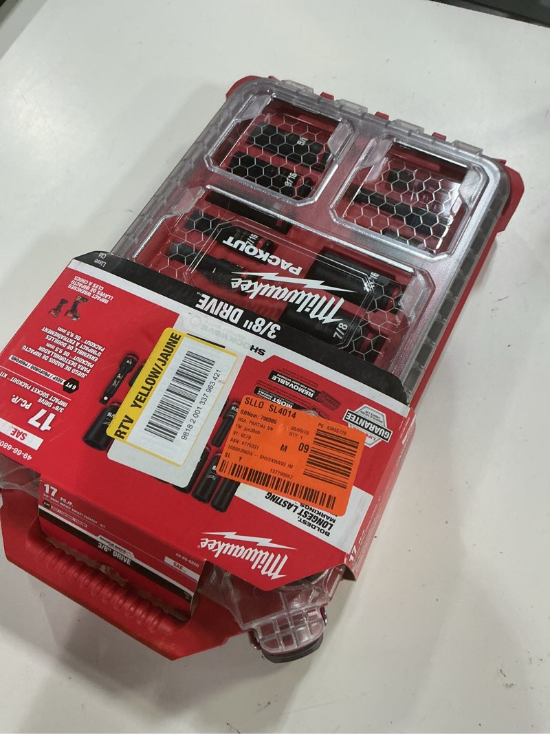 Condition photo showing New/Like New for shockwave impact-duty 3/8 in. drive sae deep well impact packout socket set (17-piece)