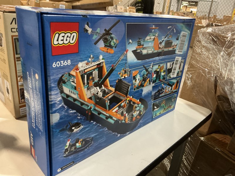 Condition photo showing New/Like New for LEGO City Arctic Explorer Ship 60368 Building Toy Set, Fun Toy Gift for 7 Year Old Boys and Girls, with a Floatable Boat, Helicopter, Dinghy, ROV Sub, Viking Shipwreck, 7 Minifigures and an Orca Standard Packaging