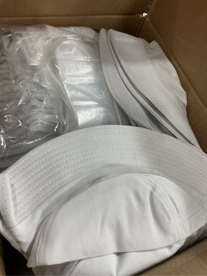 Condition photo showing New/Like New for silkfly white cotton bucket hat for tie dye blank sun hat diy sublimation with accessory for tie dye party 50 small