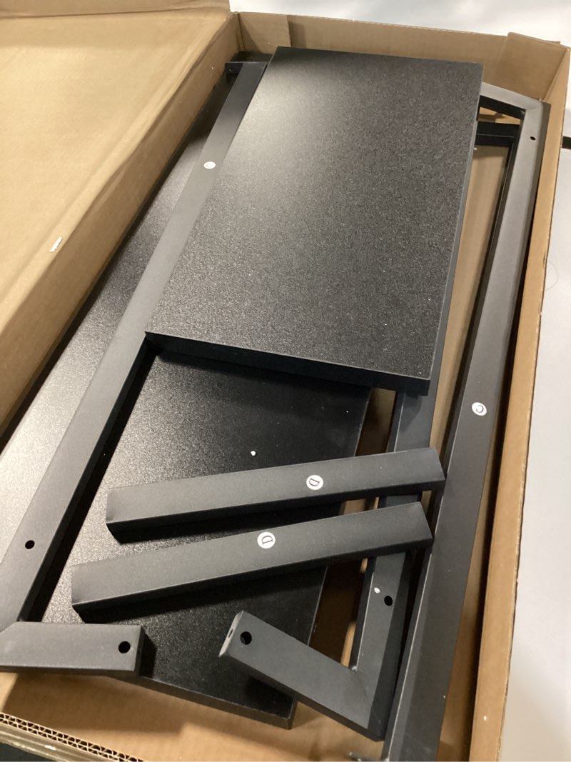 Condition photo showing As Is for Tajsoon Console Table 31.5" Rustic, 2 Tier Industrial Entryway Table with Storage Shelf, Narrow Sofa Table with Geometric Frame, Small Hallway Table for Living Room, Foyer, Entrace, Black