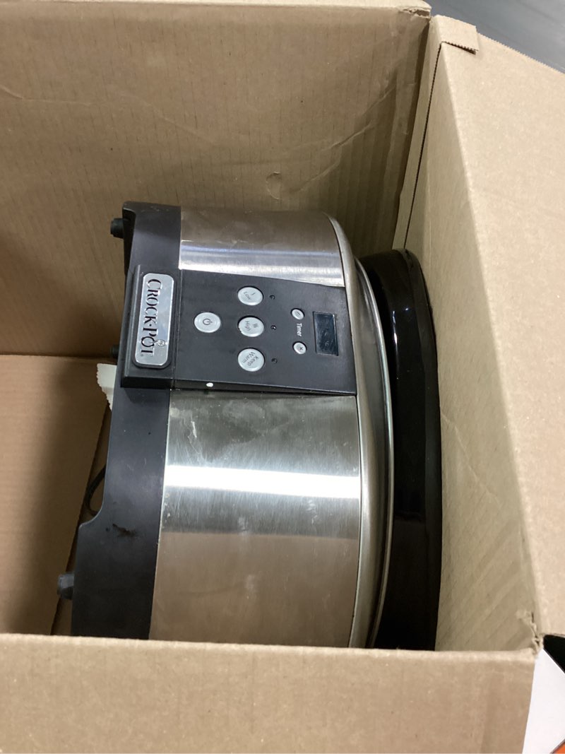 Condition photo showing As Is for Crock-Pot 7 Quart Oval Manual Slow Cooker, Stainless Steel (SCV700-S-BR), Versatile Cookware for Large Families or Entertaining