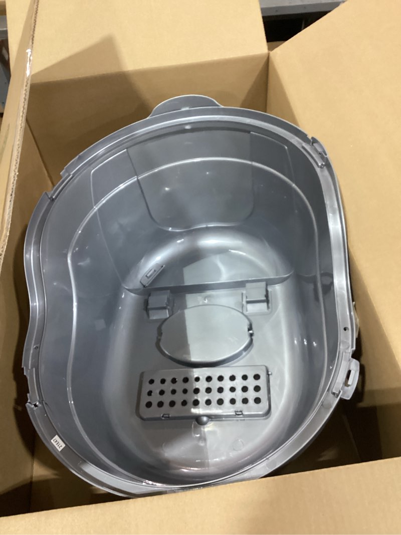 Condition photo showing Good Condition for nature’s miracle hooded flip top litter box for cats, with built-in odor control charcoal filter silver/grey