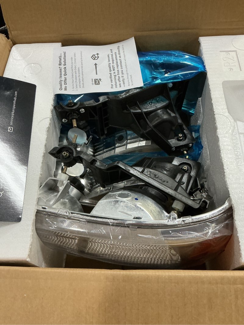 Condition photo showing New/Like New for headlights assembly w/b for 2011-2020 dodge grand caravan, for 2008-2016 chrysler town country headlamp, driver+passenger side chrome | with high & low beam bulbs oe replacement