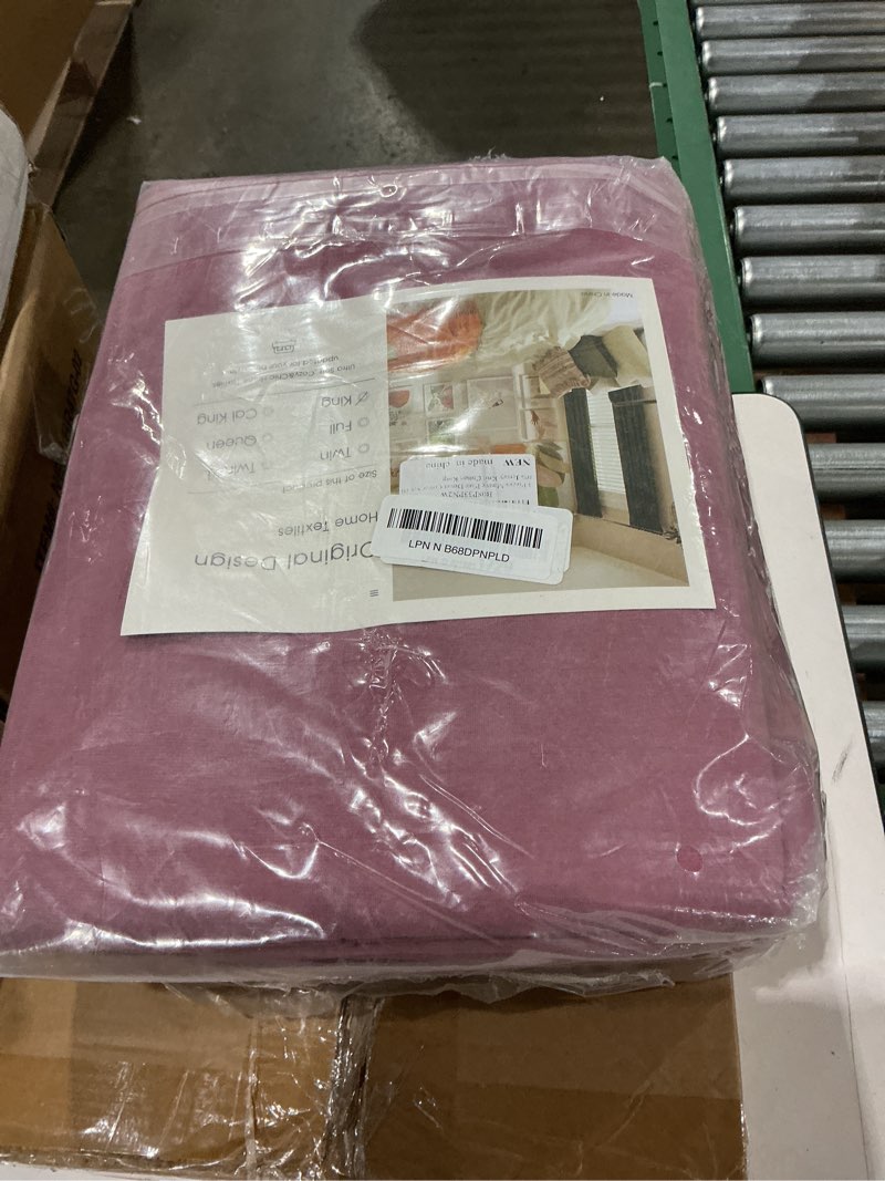 Condition photo showing New/Like New for amwan modern purple mauve solid cotton duvet cover with 2 pillowcases, king size, knit comforter cover, luxurious bedding set knit pale mauve king(104"x90")