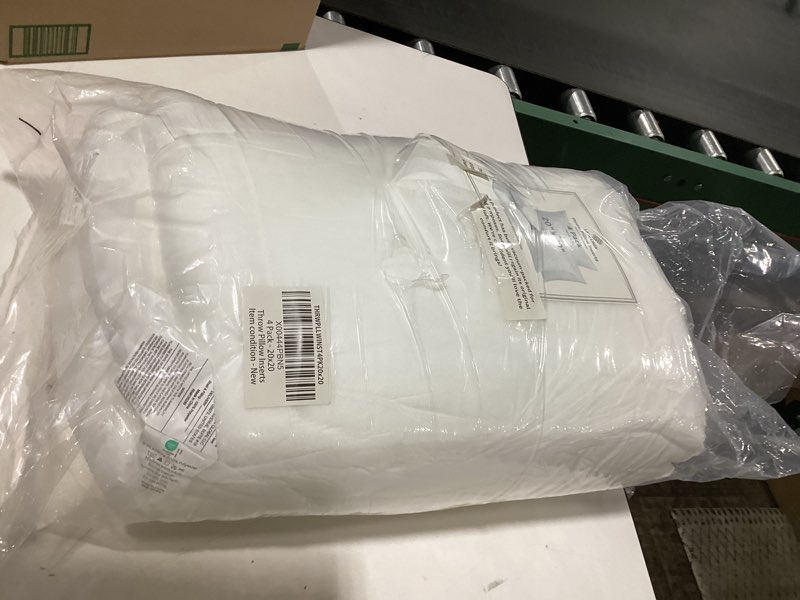 Condition photo showing New/Like New for lane linen 4 pack 18x18 white throw pillow inserts for decorative pillow covers, couch pillows for living room, fluffy pillows for bed