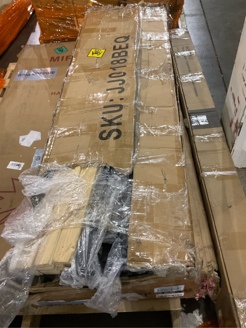 Condition photo showing As Is for koorlian Queen Bed Frame with 4 Dustproof Drawers and 2-Tier Storage Headboard, 51”Tall Upholstered Platform Bed Frame with Adjustable Headboard, Charging Station, LED Lights, Easy Assembly, Beige Beige Queen