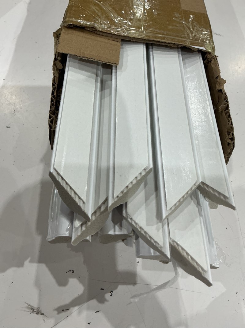 Condition photo showing As Is for peel and stick wall molding kit, 3 set pre-cut wainscoting panels | interior wall decor, ready to assemble, accent molding trim 3 24 x 54in