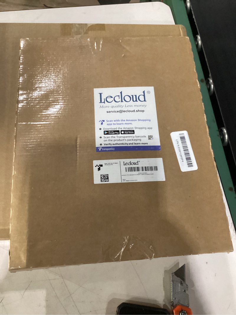Condition photo showing New/Like New for lecloud leia black sheer curtains for living room 63 inch length 2 pcs, voile jacquard leaf textured vintage bedroom curtains, modern farmhouse decor rod pockets drapes, each panel 42" w x 63" l black 42"w x 63"l (pack of 2)