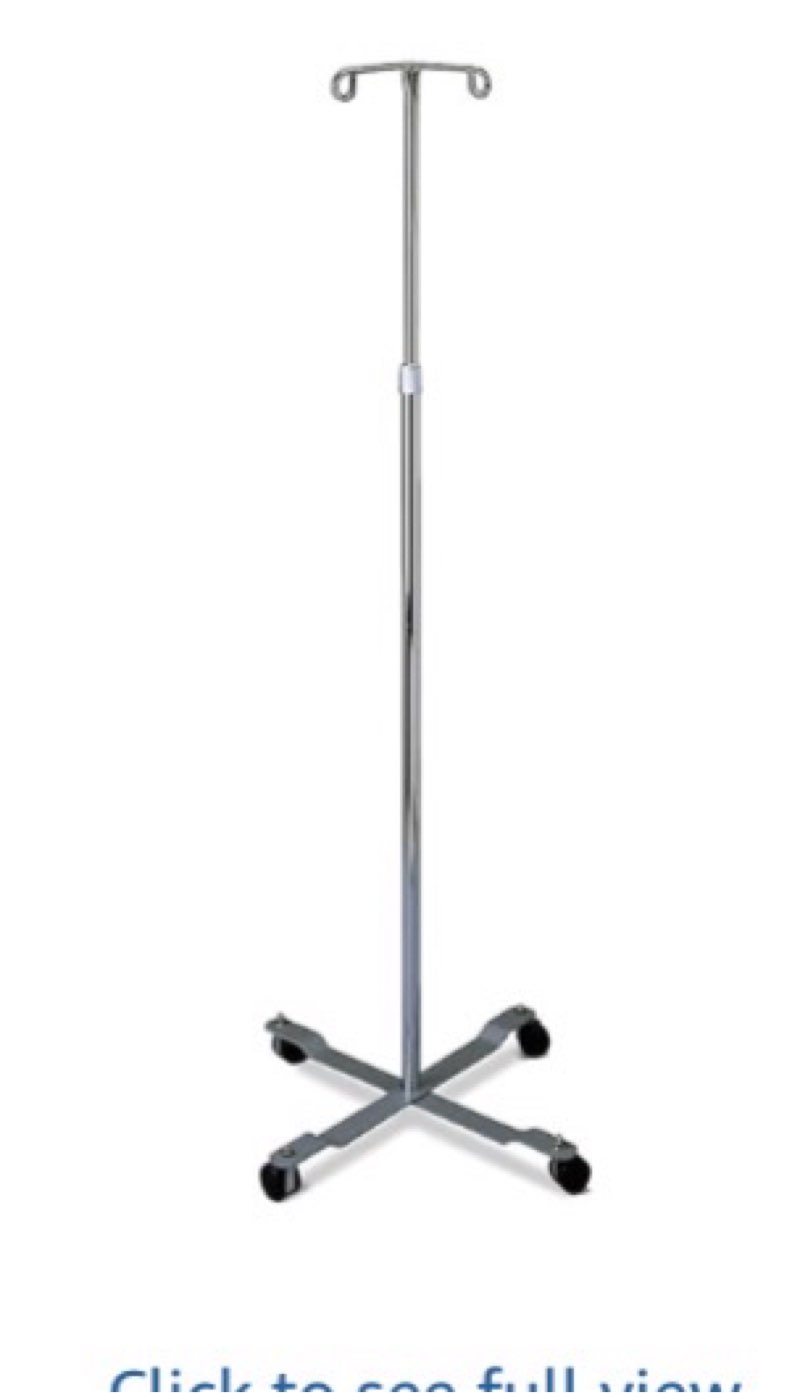 medline 4 leg iv poles stand, 2 hook, 4 caster, chrome, 47 to 85" adjustable height