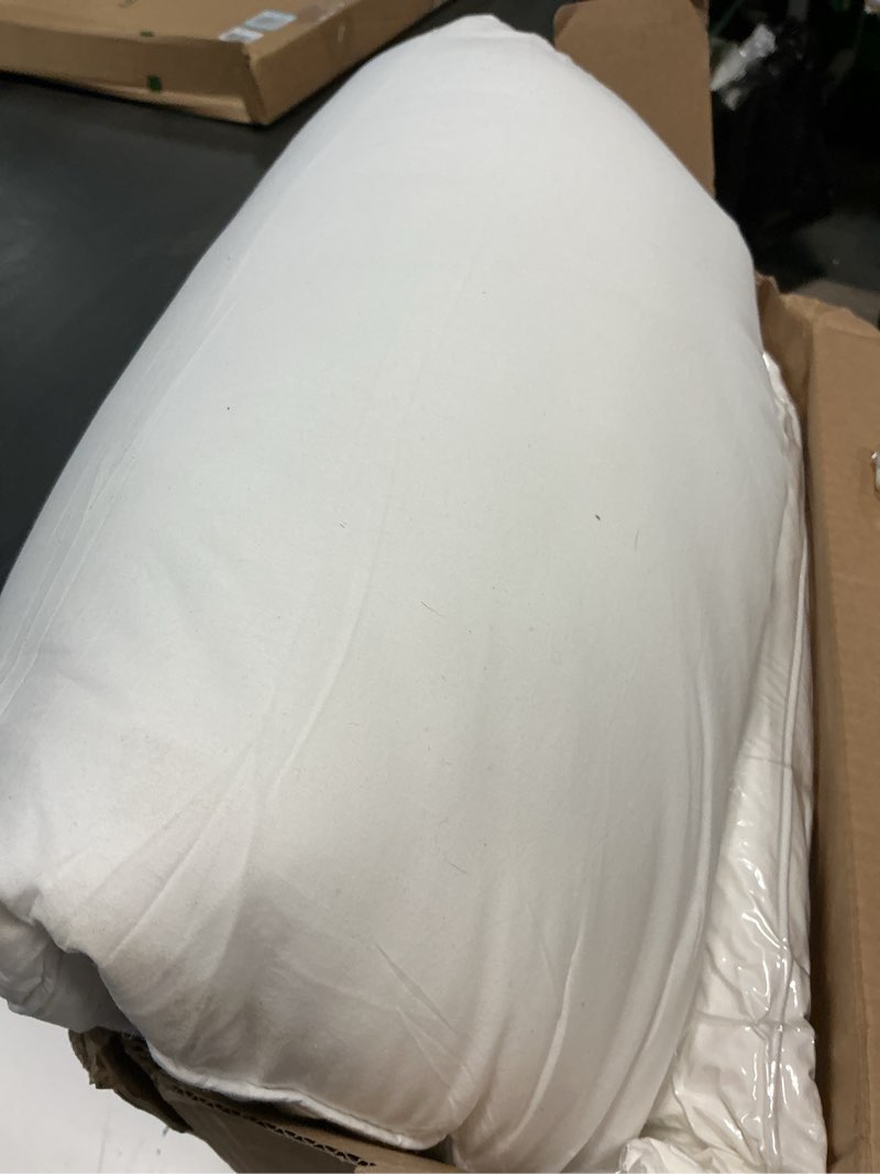 Condition photo showing As Is for Hotel Grand Goose Feather Down Fiber Pillows King Size Set of 2, 100% Cotton Cover Hotel Collection Gusseted Bed Pillows for Back, Stomach or Side Sleepers, White