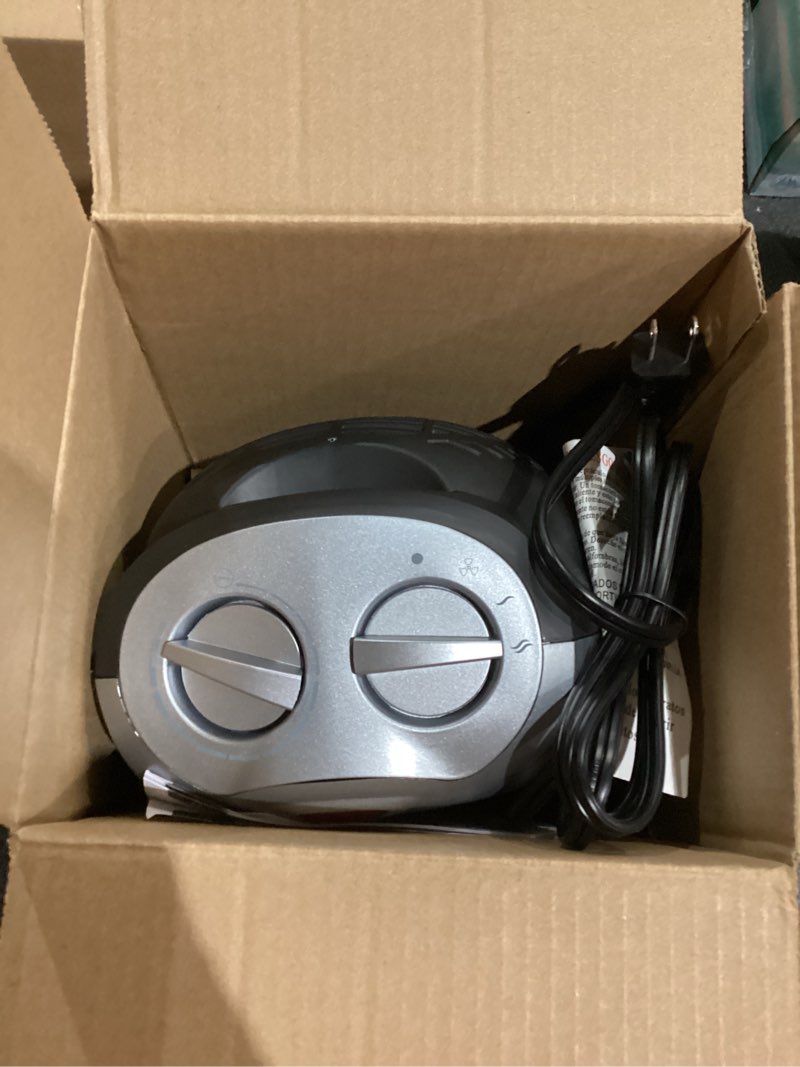 Condition photo showing Good Condition for Amazon Basics Ceramic Space Heater, Portable Indoor Heating Solution, With Overheat and Tip-Over Protection, Thermostat, Non-Oscillating, 1500W, 7.52"D x 6.34"W x 9.45"H, Silver Non-oscillating silver