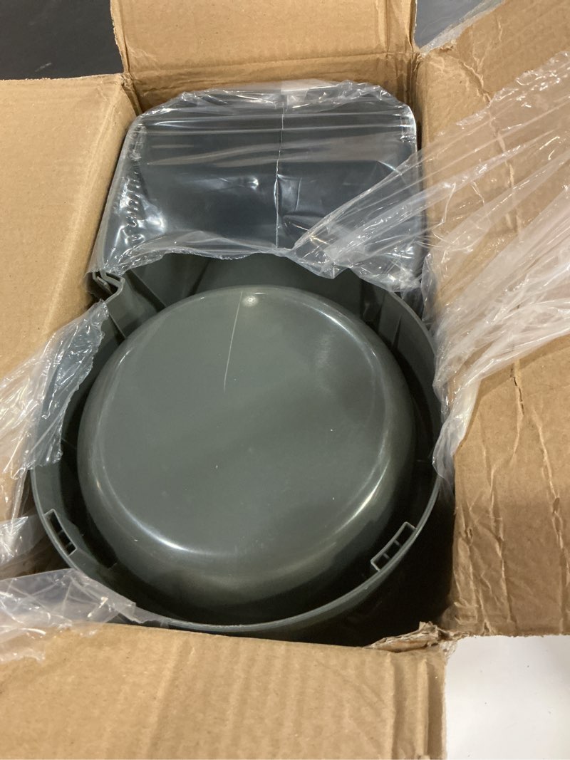 Condition photo showing Good Condition for 2 pack automatic cat feeder and stainless steel water dispenser, gravity dog waterer set food feeder and waterer set for small medium kitten puppy pets(1 gallon x 2, charcoal gray) 1 gallon x 2 - charcoal gray