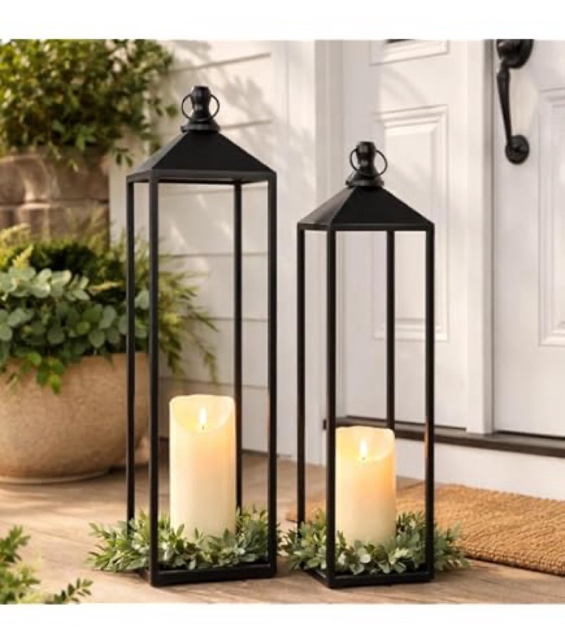 Interior Innovations Decorative Indoor/Outdoor 3 Lantern Set for Flowers or Candles, White 'Milk Can' Design : Home & Kitchen