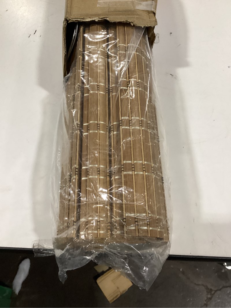 Condition photo showing Good Condition for lazblinds no tools no drill cordless bamboo roman shades, light filtering window treatment, roll up bamboo blinds for windows 23'' w x 64'' h, brown light filtering-brown206 23" w x 64" h