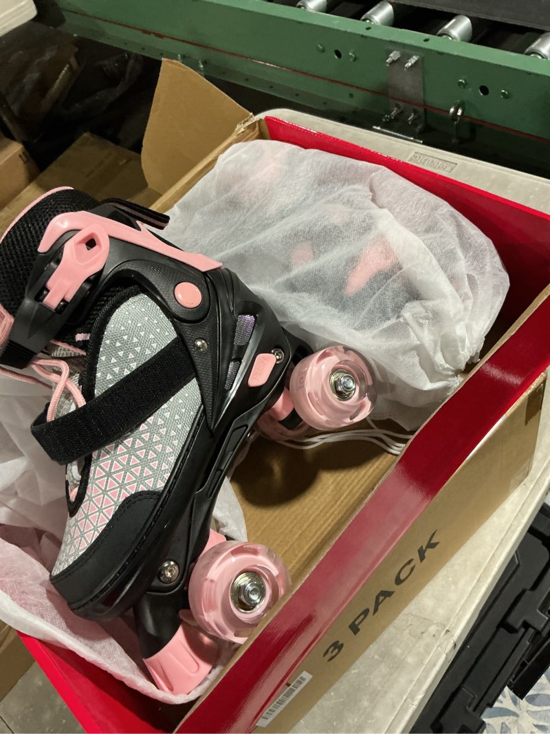 Condition photo showing Good Condition for SULIFEEL Roller Skates for Girls Boys Kids,4 Sizes Adjustable Quad Skates with Light up Wheels,Safe Fun Children Skates, Best Gift for Beginners Indoor Outdoor Sports Pink Medium - Big Kid