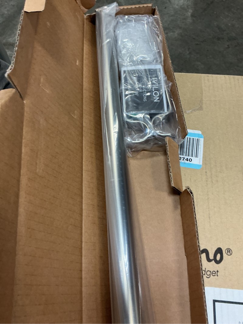 Condition photo showing New/Like New for ivilon drapery window curtain rod - end cap style design 1 inch pole. 48 to 86 inch color satin nickel 48 to 86 in.