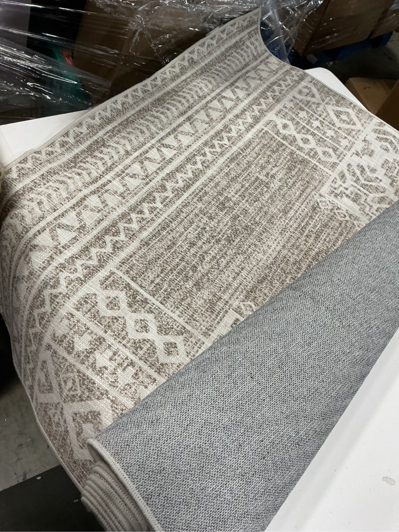 Condition photo showing As Is for 4x6 Area Rugs for Living Room, Vintage Washable Rugs for Dining Room, Bedroom, Home Office Decor, Non-Slip Beige Carpet Thin Rug Beige 4' x 6' (Rectangular)