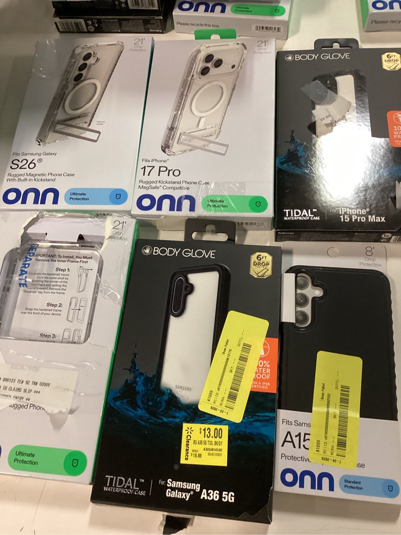 Condition photo showing As Is for assorted cellphone iphone/andorid/galaxy case covers & accessories
