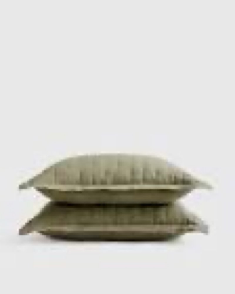Quince European Linen Pillowcase Set, King, green
